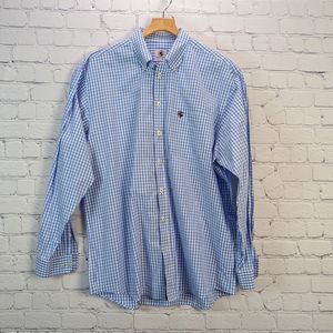 Southern Proper Men's XL Blue & White Gingham Check Long Sleeve Button Down